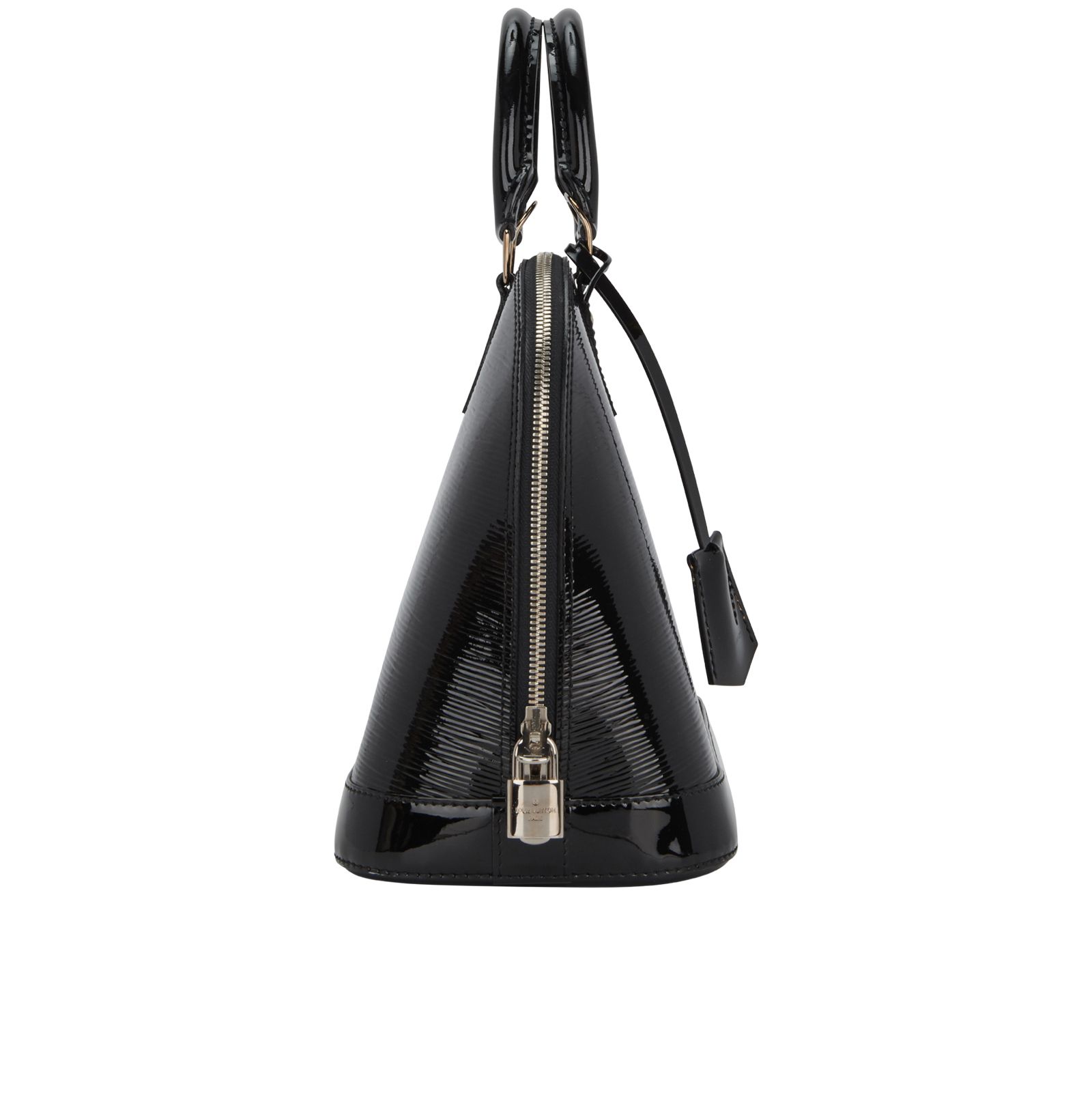 Alma PM, &pound;550, Handbags, Black, Patent Leather, Side view